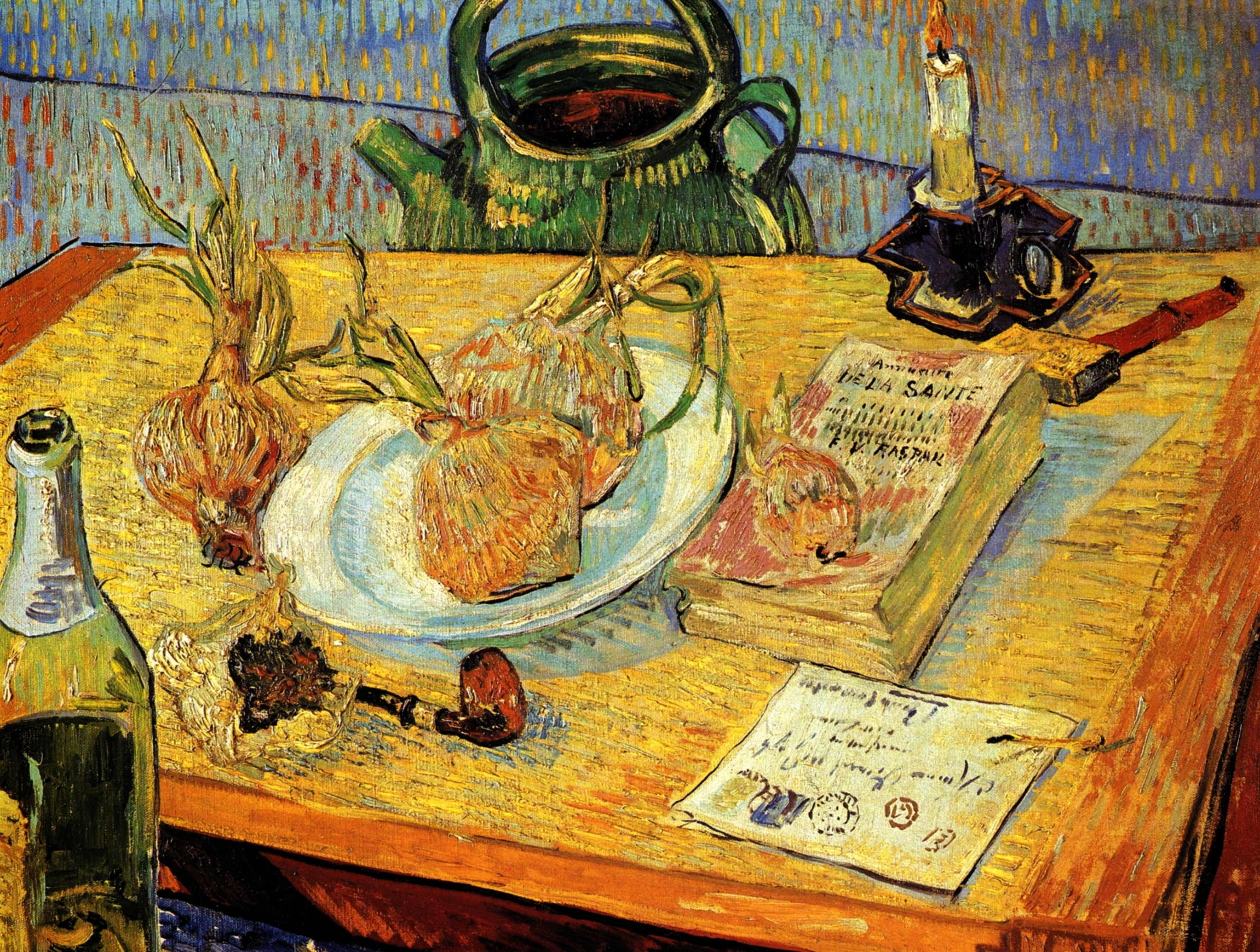 Картина Ван Гога Натюрморт: чертежная доска, трубка, лук и сургуч 1889